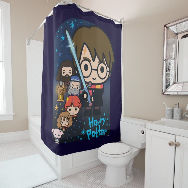 Rideaux De Douche Caricature Harry Potter Chambre des secrets Graphi (En situation)