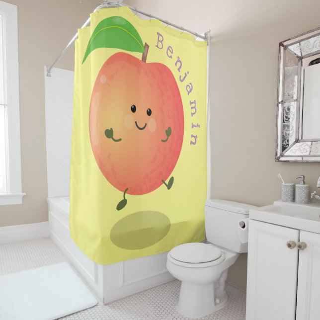 Rideaux De Douche Caricature jaune pêche très agréable (En situation)