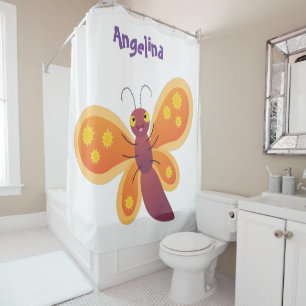 Rideaux De Douche Caricature joli papillon orange