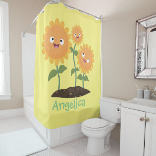 Rideaux De Douche Caricature joli tournesol souriant illustration
