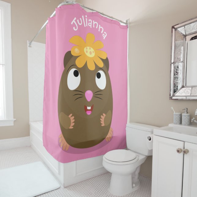 Rideaux De Douche Caricature joyeuse de cobaye mignonne (En situation)