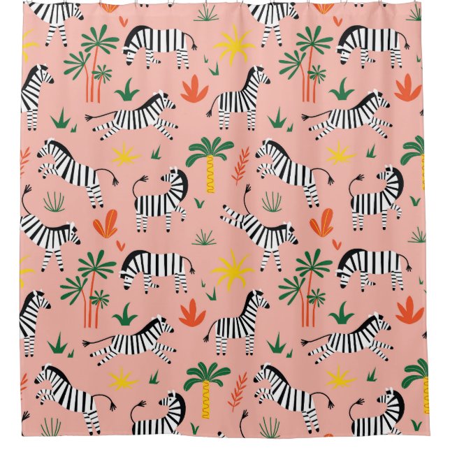 Rideaux De Douche Caricature Zebras Funny Motif sans couture (Devant)