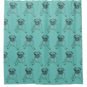 Rideaux De Douche Carlin bleu Turquoise tendance Chien Dessin Douche