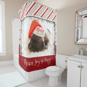 Rideaux De Douche Carlin de Noël à Santa Hat avec lumières de Noël