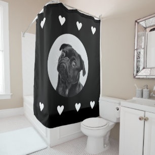 Rideaux De Douche Carlin photo pour animal de compagnie personnalisé