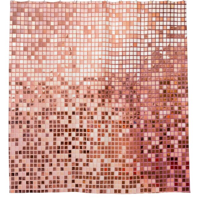 Rideaux De Douche Carreaux de mosaïque carré rose rosé (Devant)