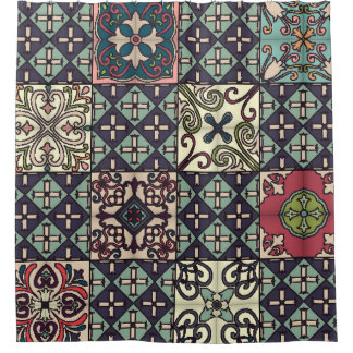 Rideaux De Douche Carreaux portugais : Talavera Style sans couture