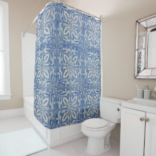 Rideaux De Douche Carreaux portugais Vintage Azulejos Bleu Blanc