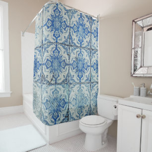 Rideaux De Douche Carreaux portugais Vintages Motif - Azulejo