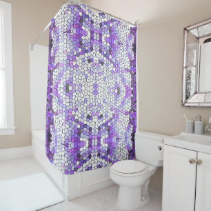 Rideaux De Douche Carreaux violets - mosaïque, style grec,