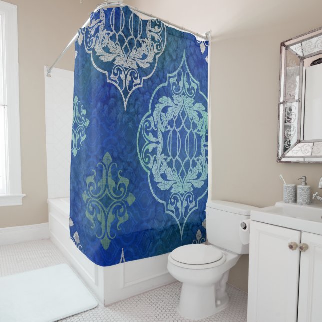 Rideaux De Douche Carrelage marocain Motif Moderne Style Global Art  (En situation)