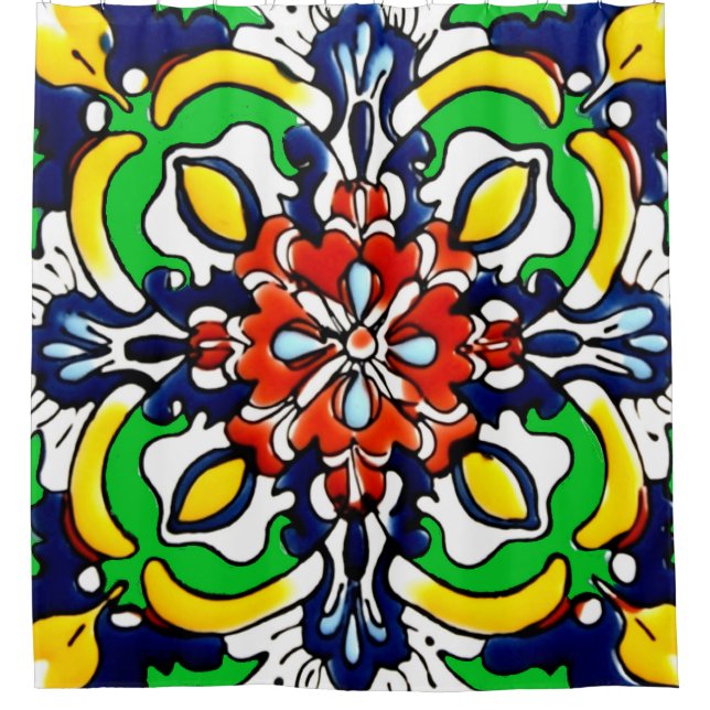 Rideaux De Douche Carrelage Talavera Mexicaine No 7 (Devant)