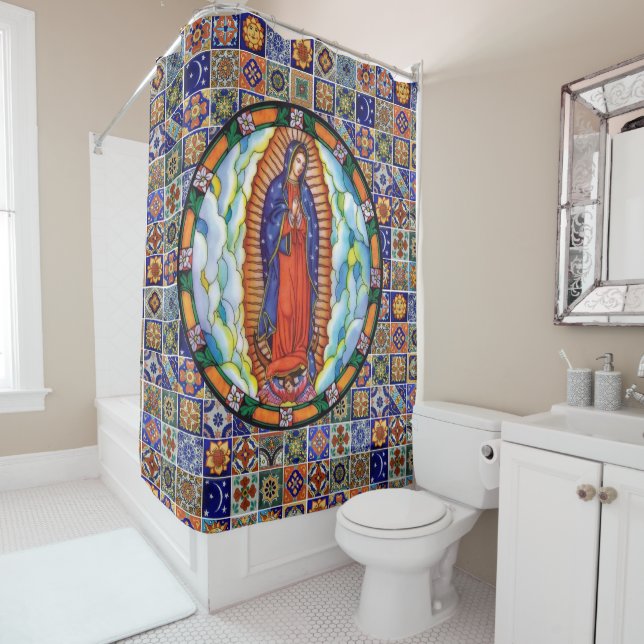 Rideaux De Douche Carrelage Talavera Sud-Ouest et Notre Dame de Guad (En situation)