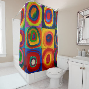 Rideaux De Douche Carrés avec cercles, Abstraits, Wassily Kandinsky