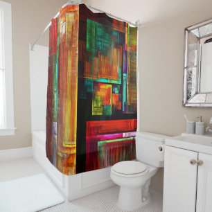 Rideaux De Douche Carrés colorés Motif d'art Abstrait moderne #04