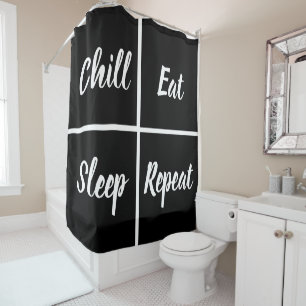 Rideaux De Douche Carrés Noirs Et Blancs Avec Des Mots Drôle