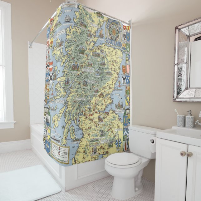 Rideaux De Douche Carte de l'Ecosse historique (En situation)