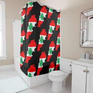 Rideaux De Douche Carte du Liban avec drapeau