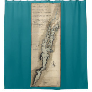 Rideaux De Douche Carte historique de lac Champlain Vermont