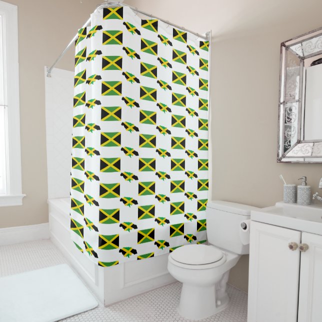Rideaux De Douche CARTE JAMAÏCAINE | Drapeau Jamaïque (En situation)
