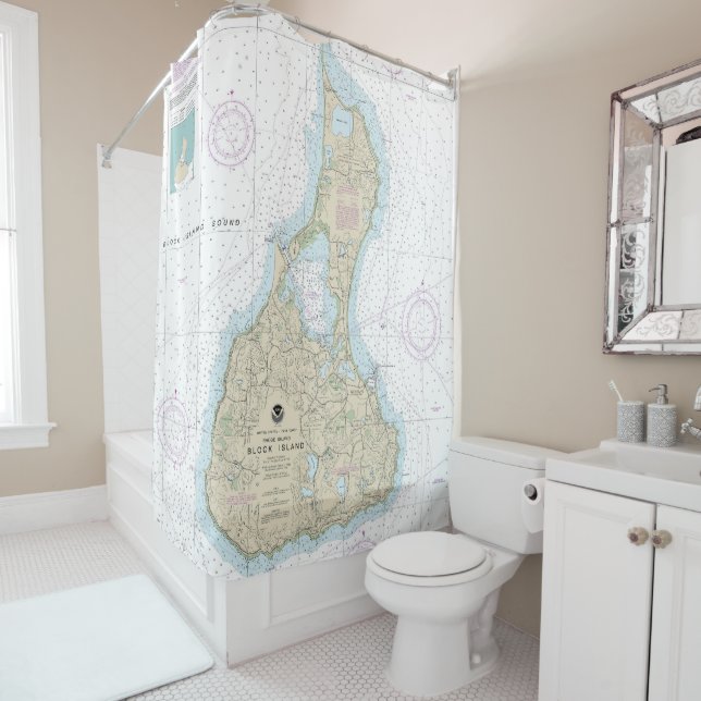 Rideaux De Douche Carte marine de l'île Block 13217 (En situation)