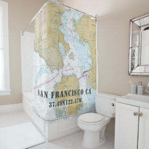 Rideaux De Douche Carte nautique authentique NOAA Baie de San Franci