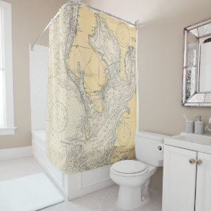 Rideaux De Douche Carte nautique vintage de Tampa Bay, Floride