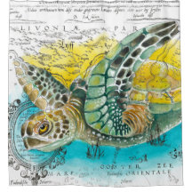 Carte Vintage de la tortue de mer blanche