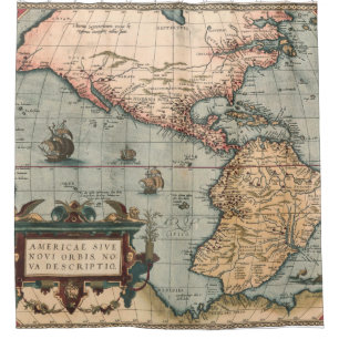 Rideaux De Douche Carte Vintage de l'Amérique du Nord