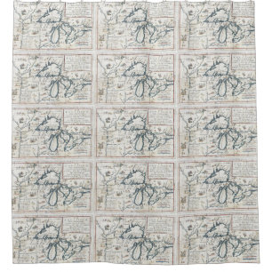 Rideaux De Douche Carte vintage des Great Lakes (1696)