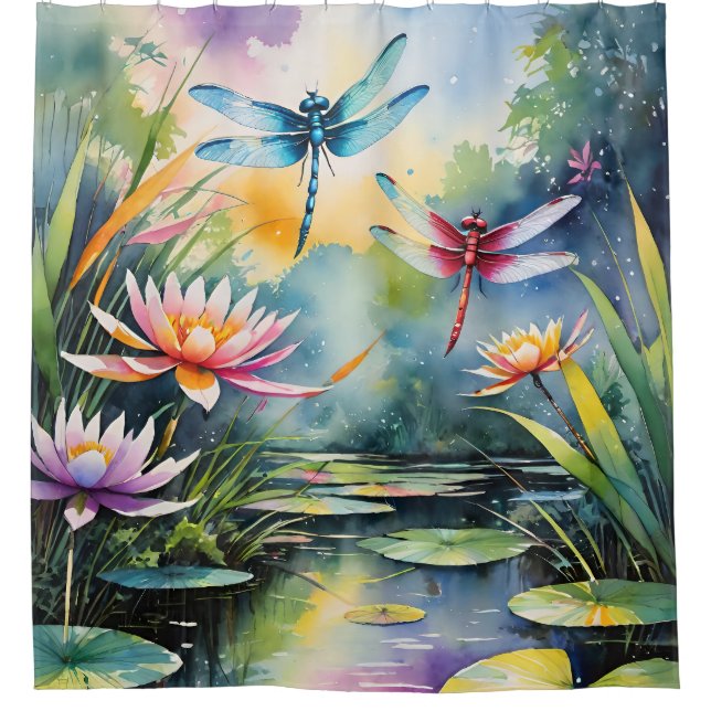 Rideaux De Douche Cartes Lili Pond Dragonfly (Devant)