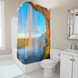 Rideaux De Douche Cascade au-dessus des rochers Photographie de la n