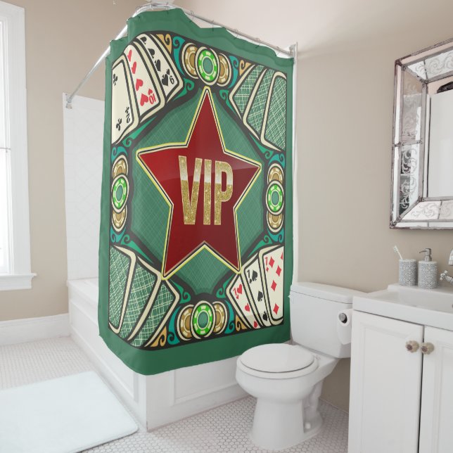 Rideaux De Douche Casino Poker VIP SHOWER CURTAIN (En situation)