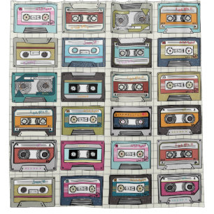 Rideaux De Douche Cassette de musique rétro : Icône nostalgique