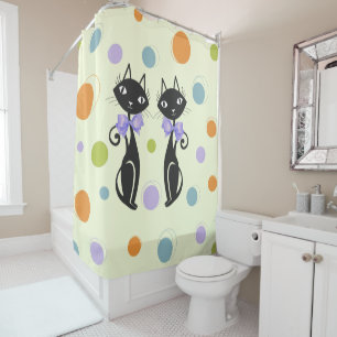 Rideaux De Douche Cat moderne du milieu du siècle