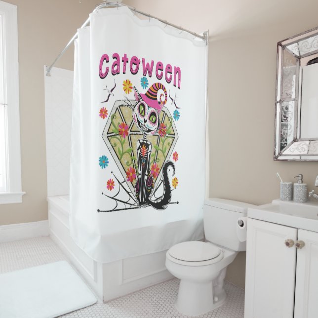 Rideaux De Douche Catoween Halloween (En situation)