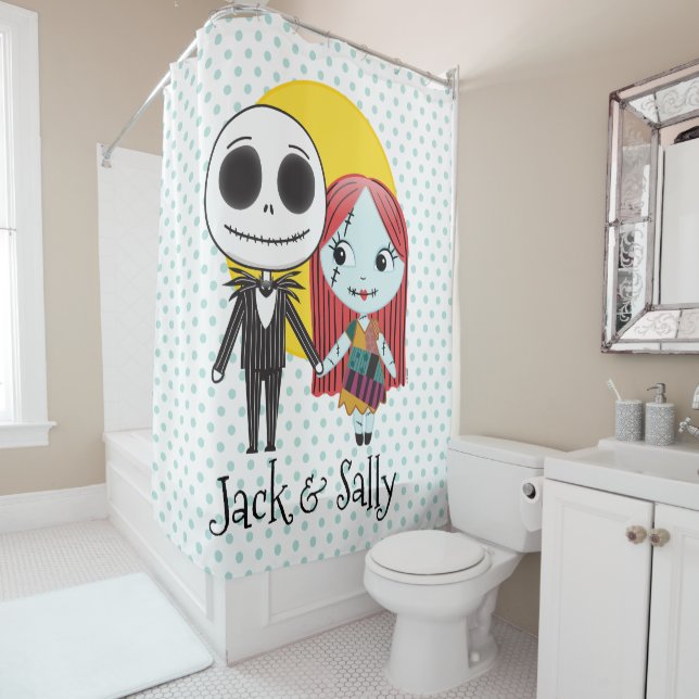 Rideaux De Douche Cauchemar avant Noël | Jack & Sally Emoji (En situation)