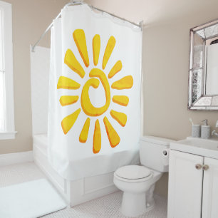 Rideaux De Douche Cérami tribal texturé en dessin jaune orange solei