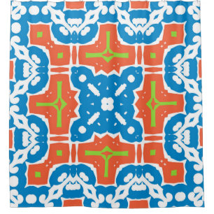 Rideaux De Douche céramique mexicaine ancienne talavera. Vintage et 