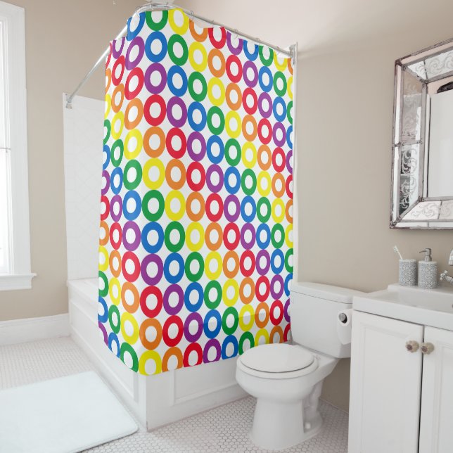 Rideaux De Douche Cercles arc-en-ciel (En situation)