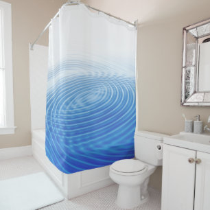 Rideaux De Douche Cercles concentrés Abstraits des vagues bleues coo