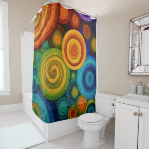 Rideaux De Douche Cercles concentriques abstraits en multicolore vib