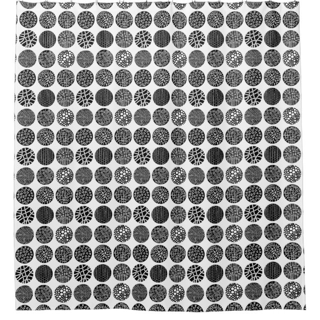 Rideaux De Douche Cercles décoratifs - Noir et Blanc (Devant)
