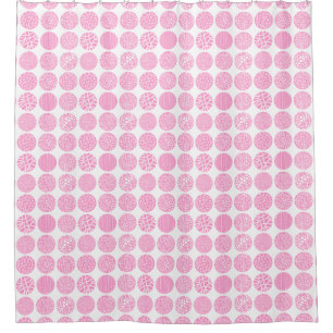 Rideaux De Douche Cercles décoratifs - rose et blanc