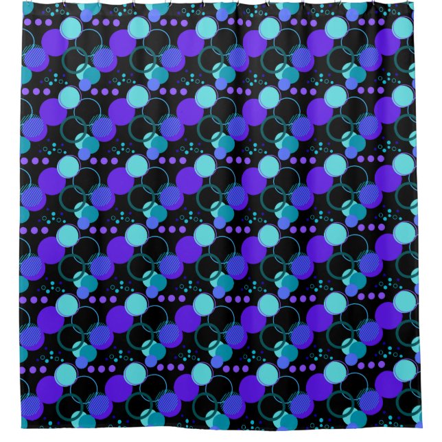 Rideaux De Douche Cercles et formes rondes Motif en noir (Devant)