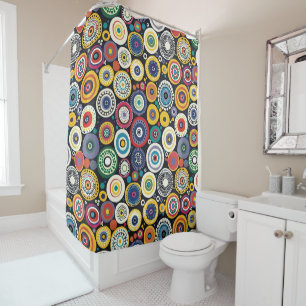 Rideaux De Douche Cercles rétro Motif coloré