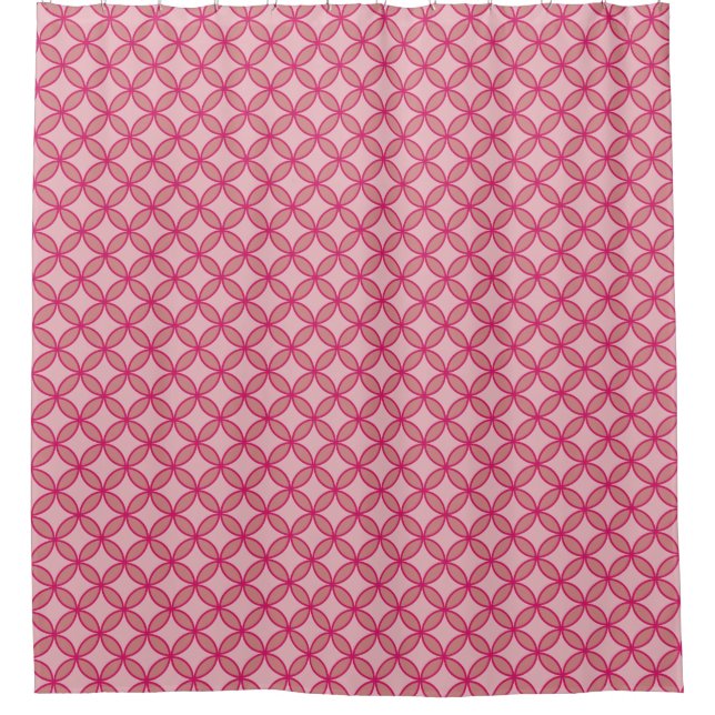 Rideaux De Douche Cerise rose cercles intervertissants motif de fleu (Devant)
