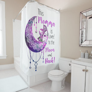 Rideaux De Douche Cette Momma est aimée à la lune et à l'arrière