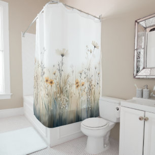 Rideaux De Douche Champ rustique de l'aquarelle Fleur sauvage