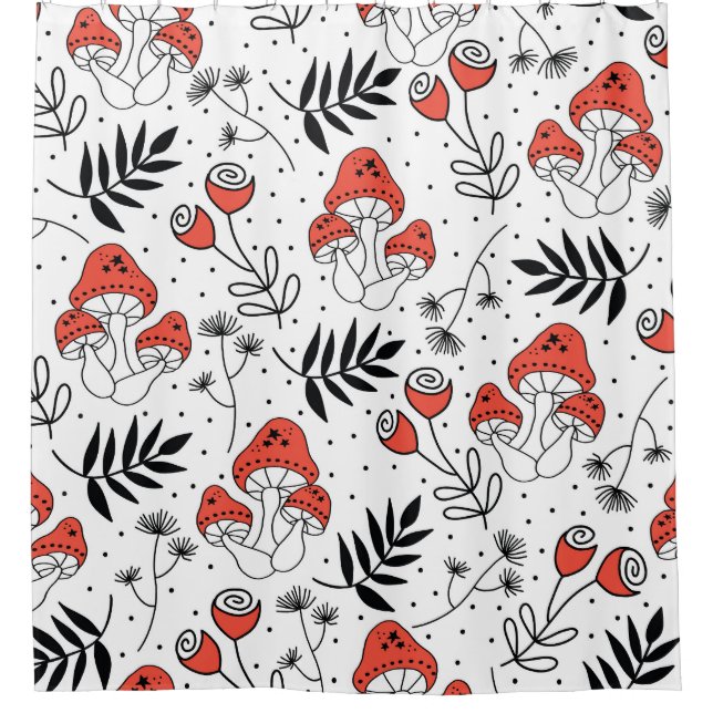 Rideaux De Douche Champignons champignon : Nature Line Art (Devant)